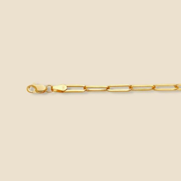 14K Solid Gold 3.0mm Square Paperclip Chain | Elegant Gold Necklace | 24-Inch - Picture 1 of 7